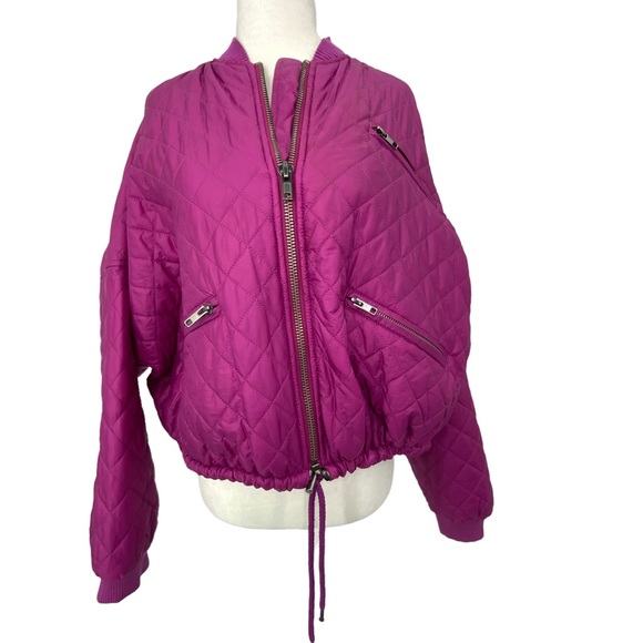 Free People Easy Quilted Purple Bomber Jacket C3 - Picture 5 of 11